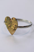 Big heart Bangle Silver and Brass