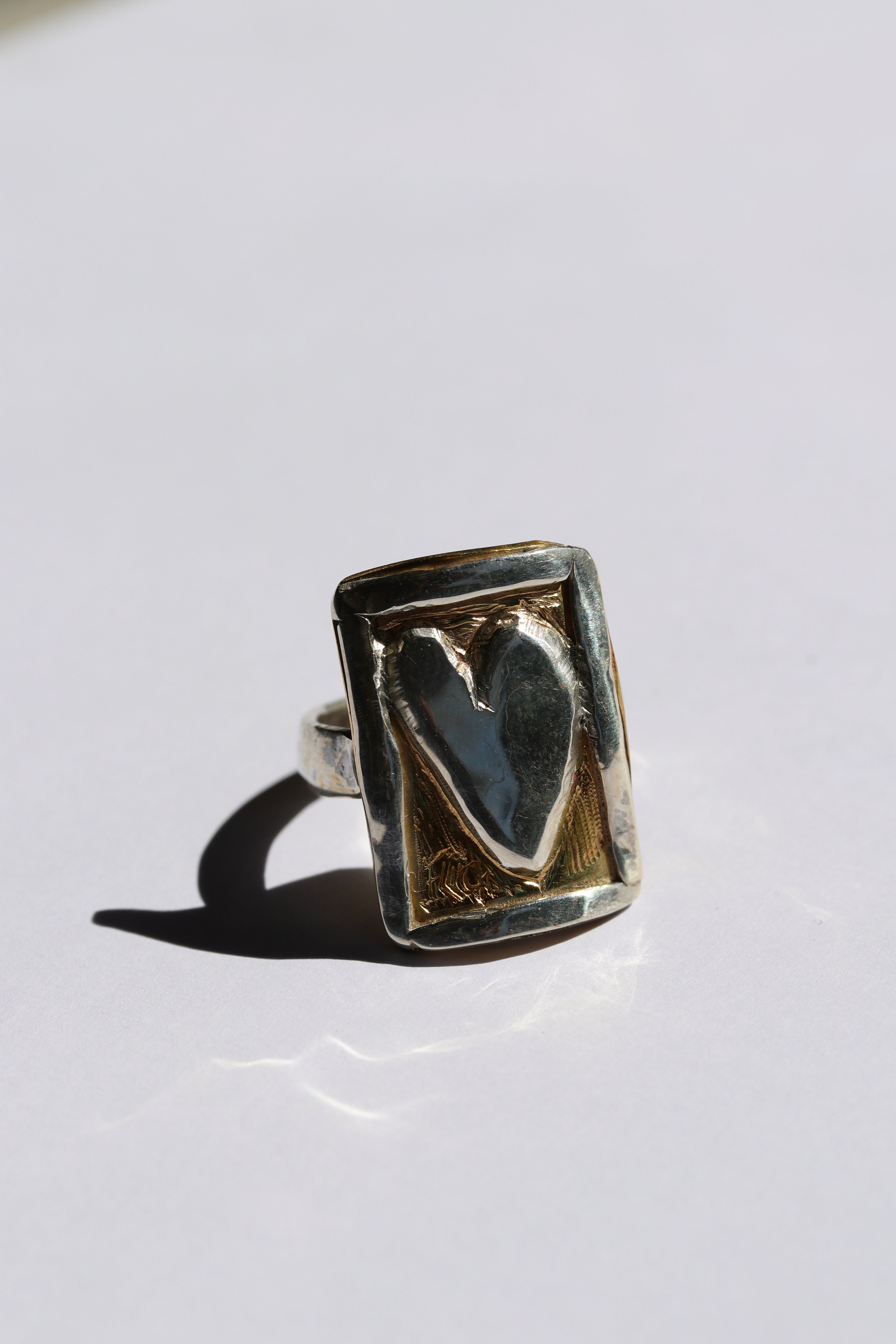 Postcard From The Heart Ring, Silver & Brass
