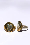 Shield ring  brass and silver