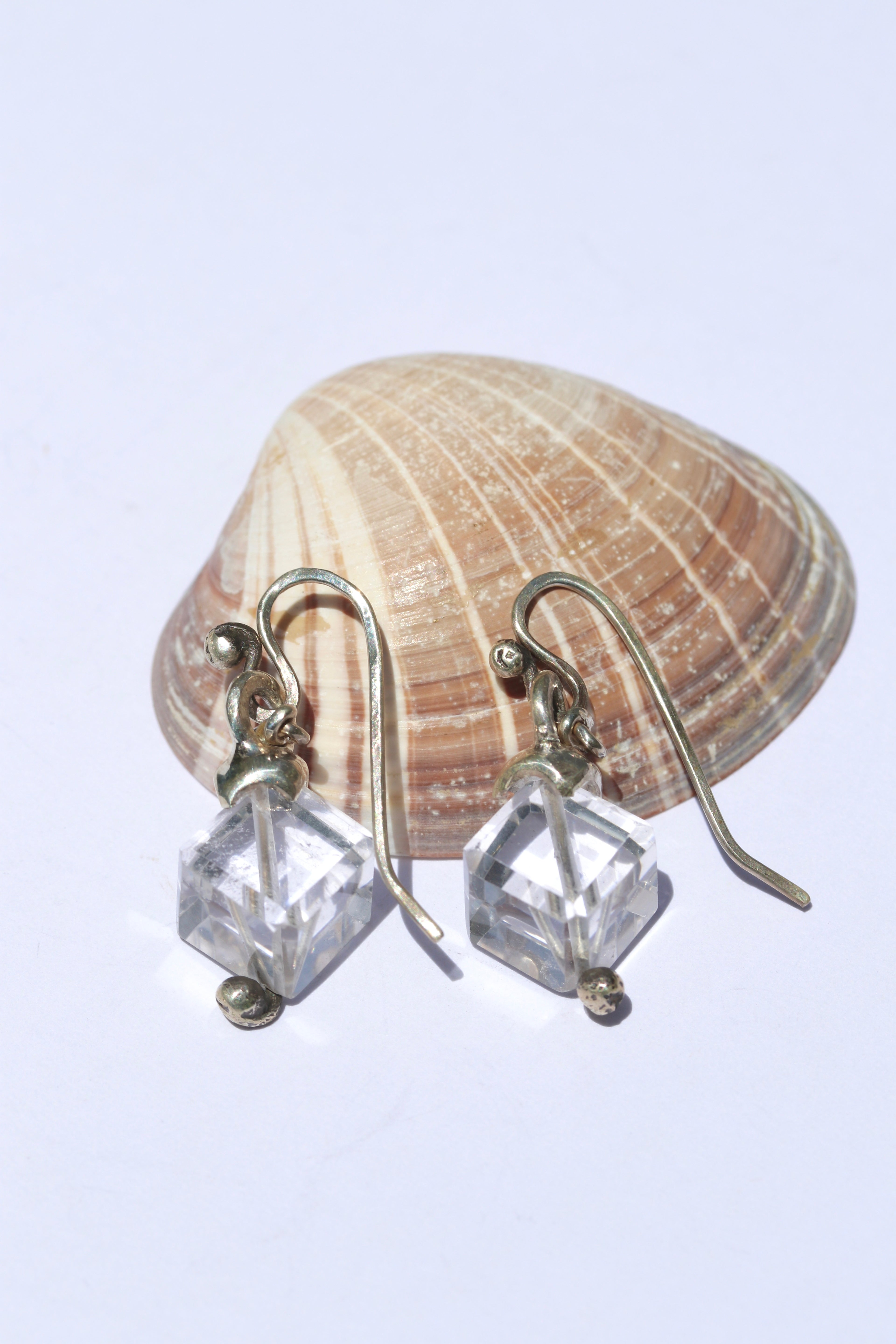 Silver & Clear Quartz Drop Earrings