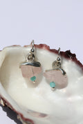 Rose Quartz and Aqua Silver Hanging Earrings