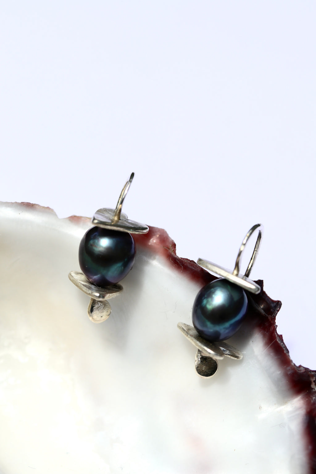 Oke Dokes Green Pearl and Silver Earrings