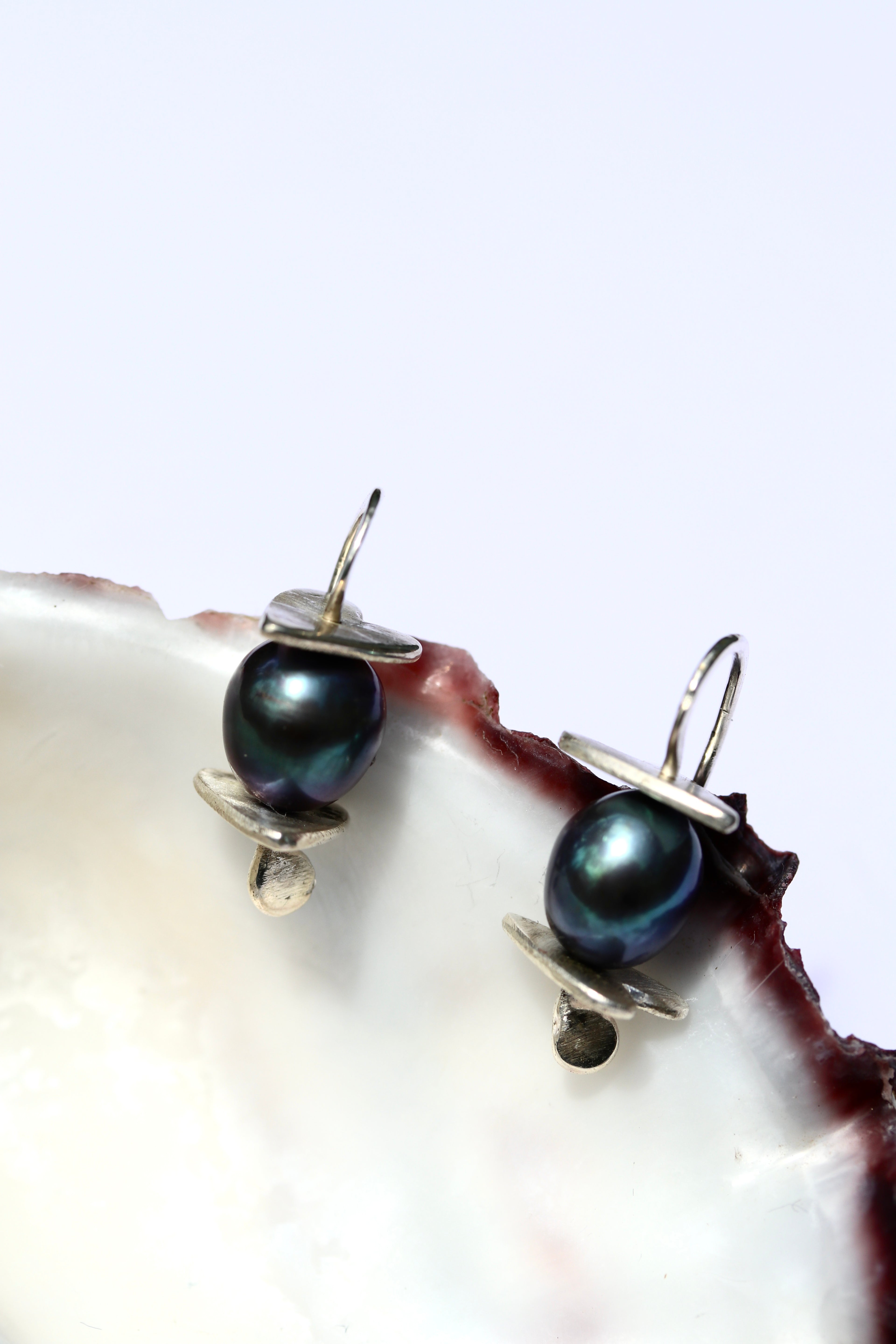 Oke Dokes Green Pearl and Silver Earrings