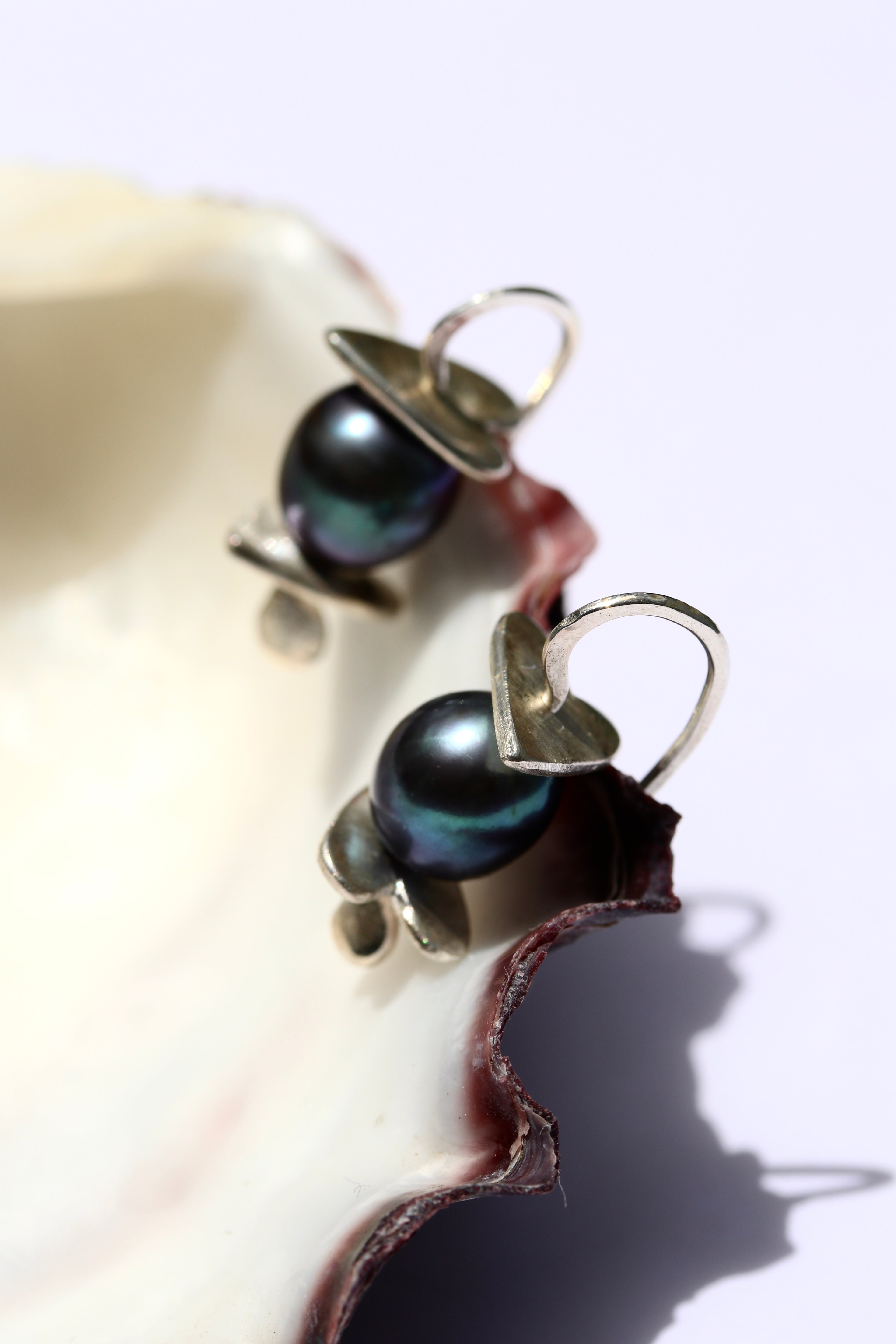 Oke Dokes Green Pearl and Silver Earrings
