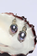 Mauve Pearl & Silver Acorn Drop Earrings