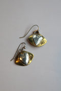 Brass and silver shield earrings