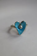 Heart Enamel Blue Ring