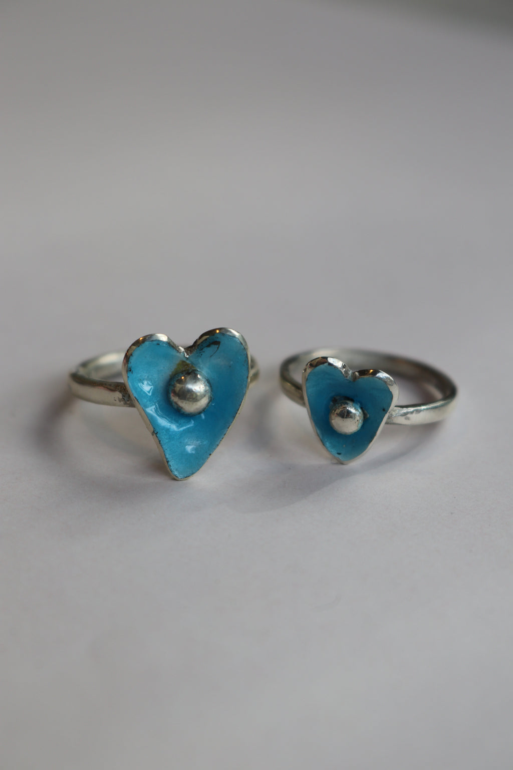 Heart Enamel Blue Ring