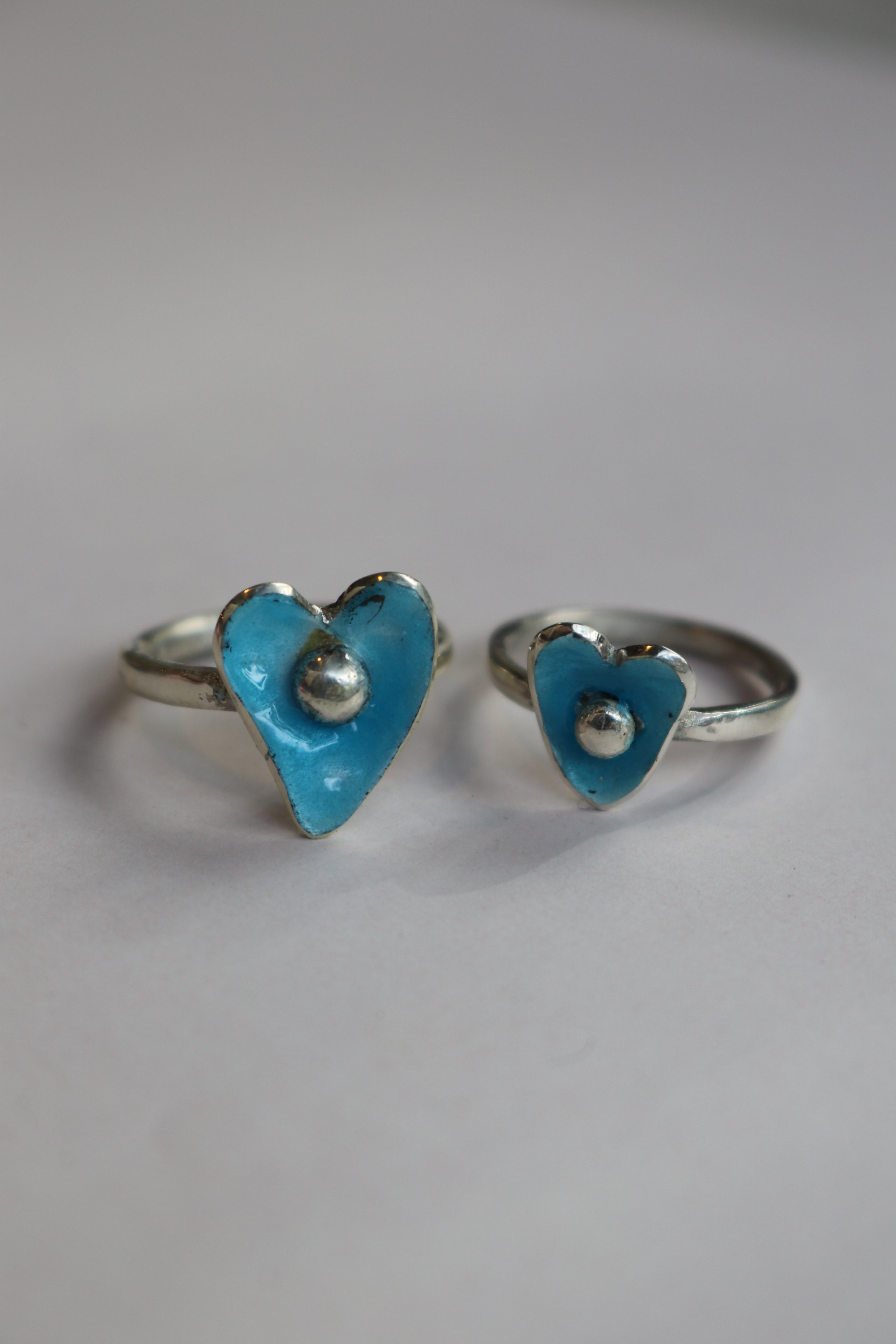 Heart Enamel Blue Ring