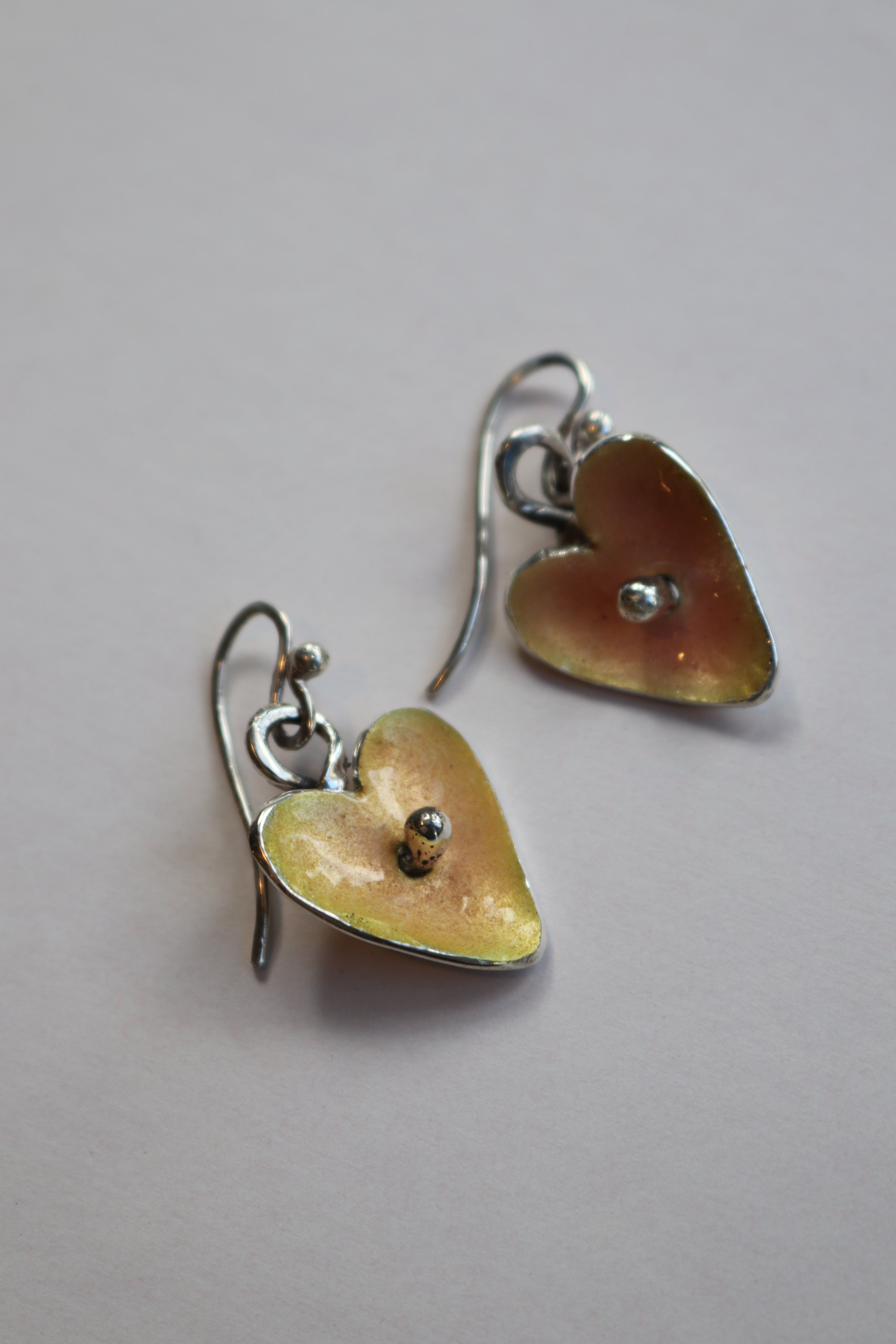 Autumn Enamel Heart Hanging Earrings
