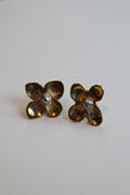 Daisy Flowers Brass and Silver Stud Earrings