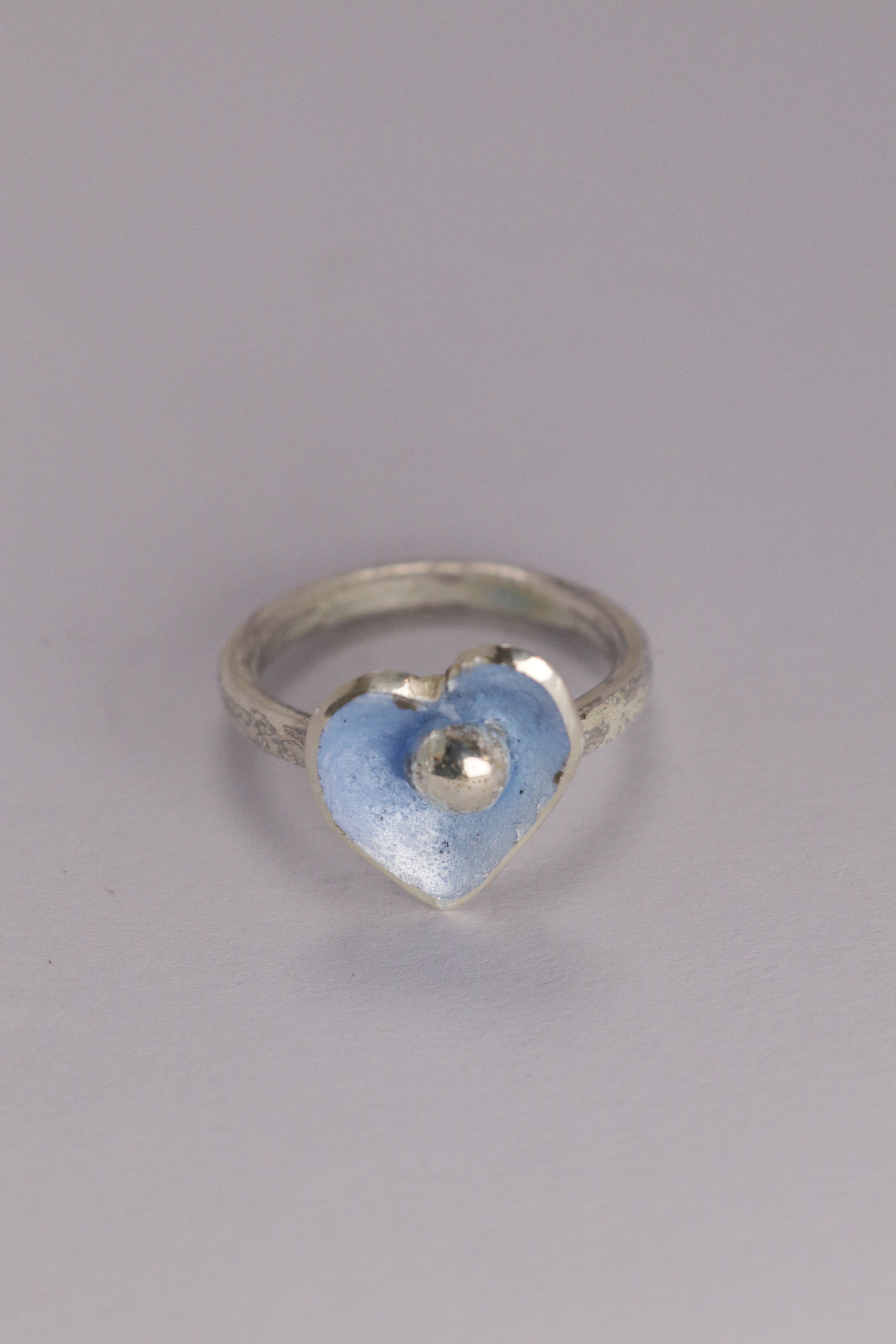 Heart Enamel Blue Ring