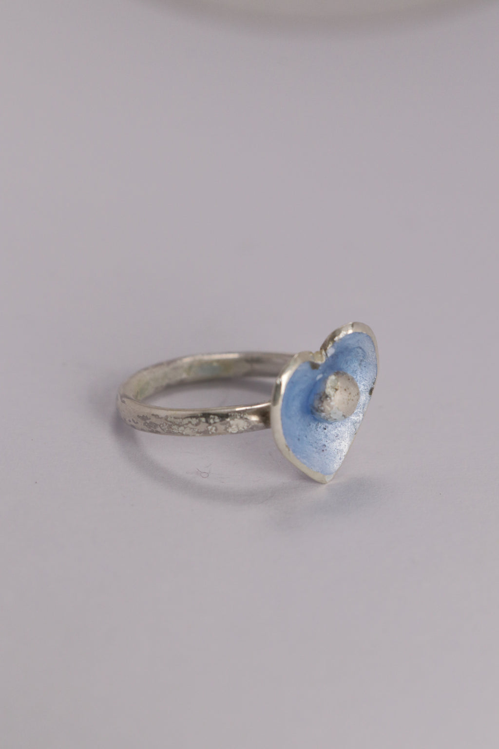 Heart Enamel Blue Ring