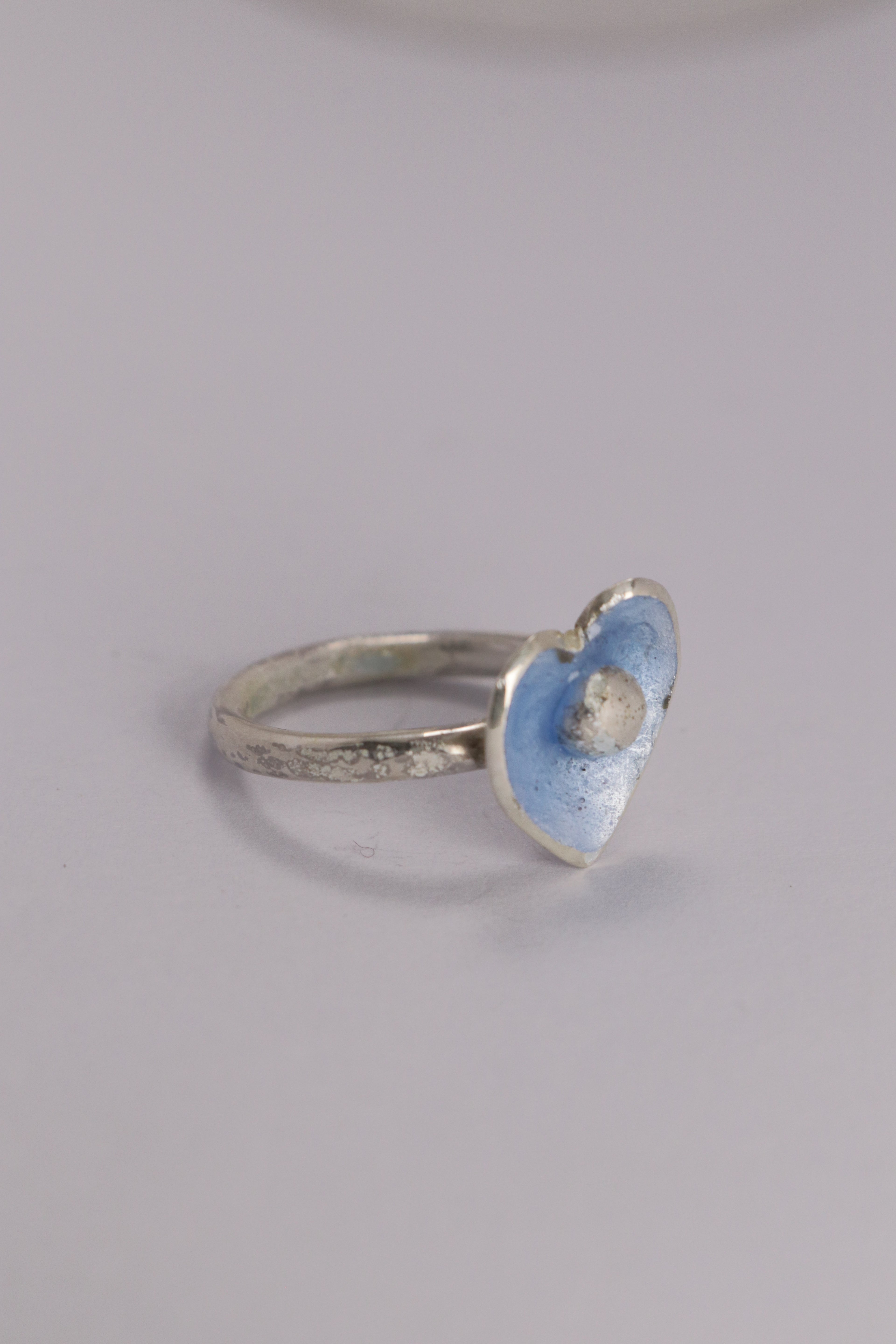 Heart Enamel Blue Ring