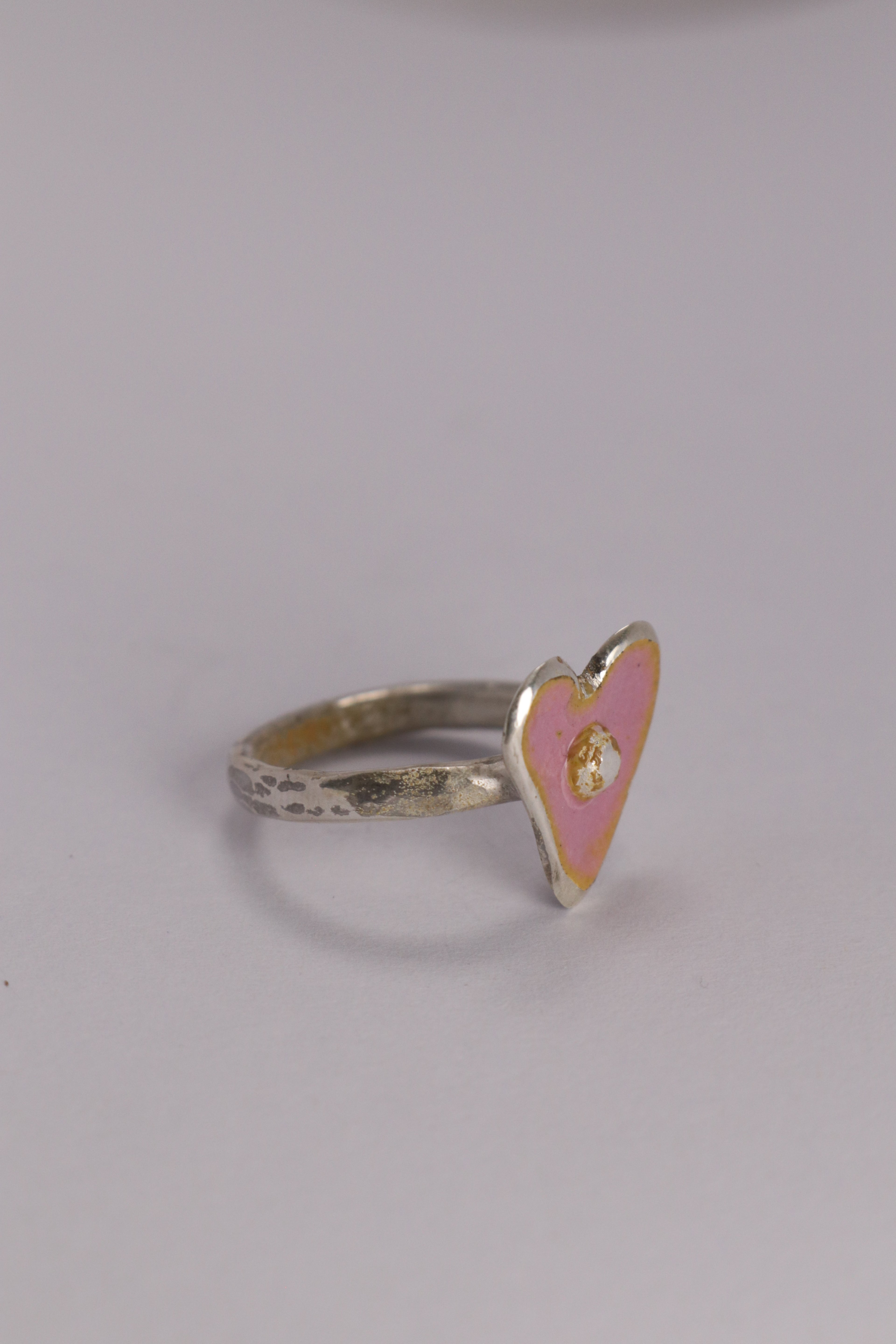 Heart Enamel Pink Ring