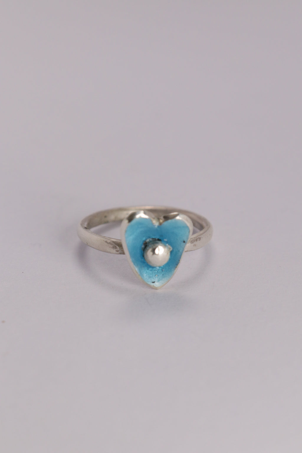 Heart Enamel Blue Ring