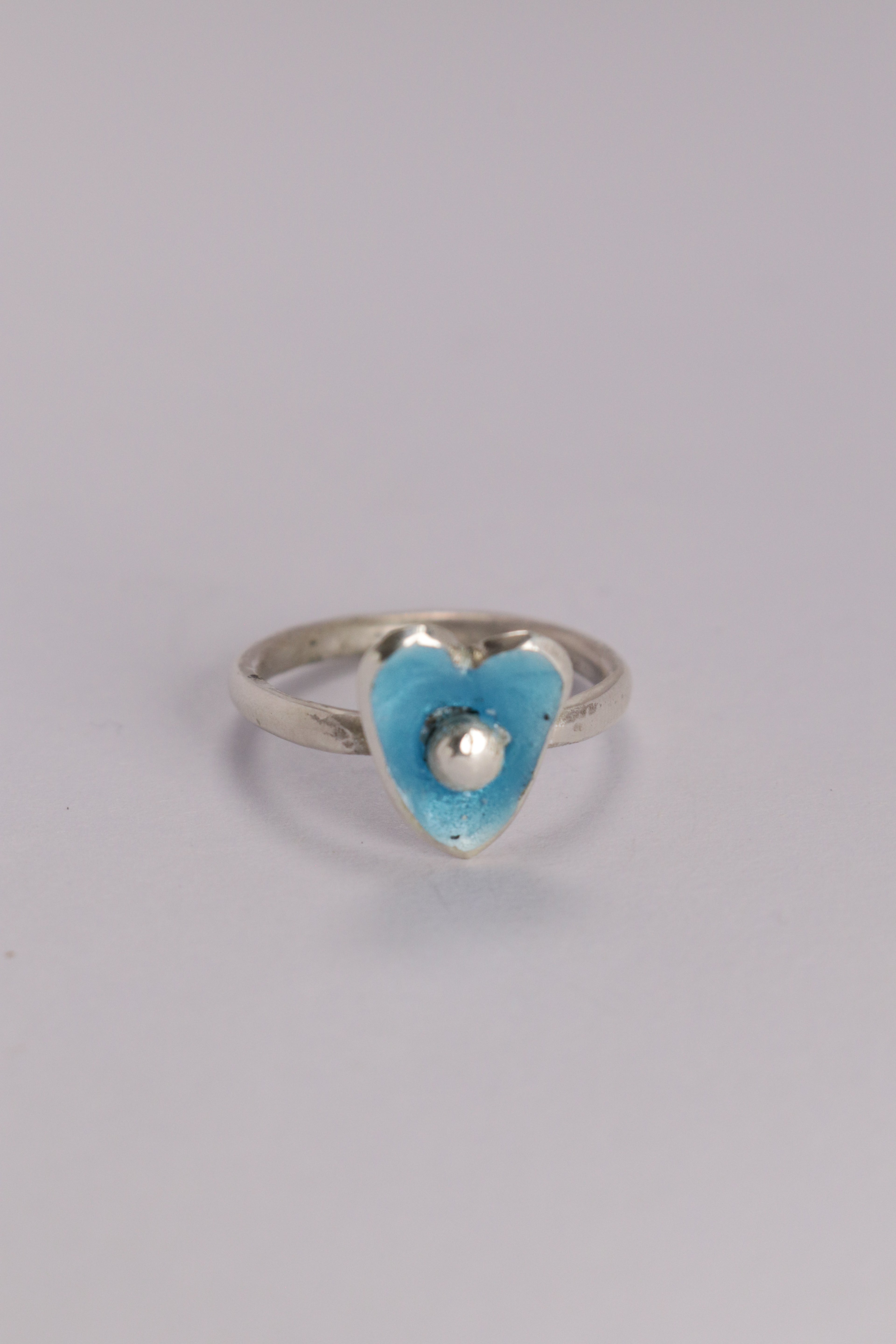 Heart Enamel Blue Ring