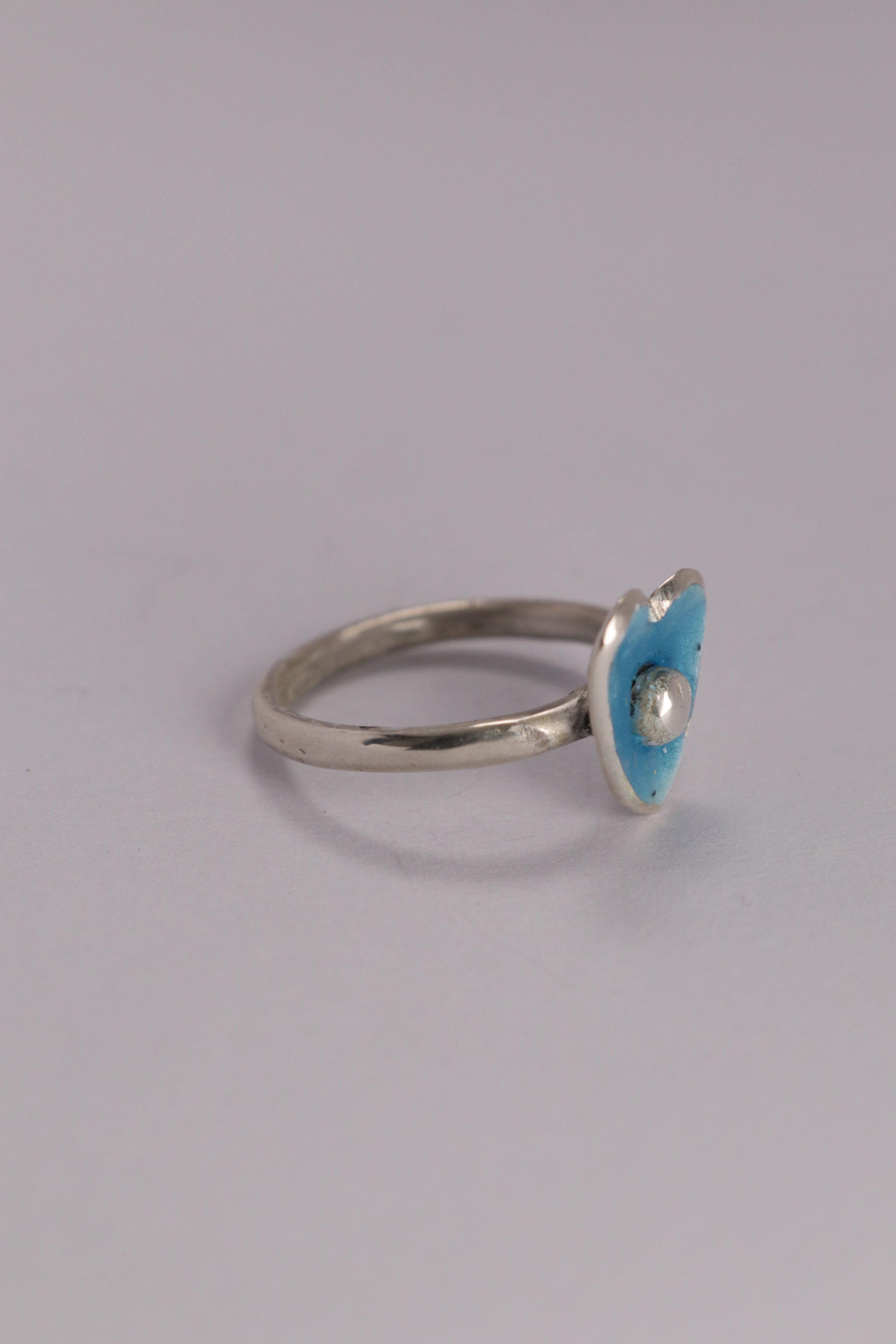 Heart Enamel Blue Ring