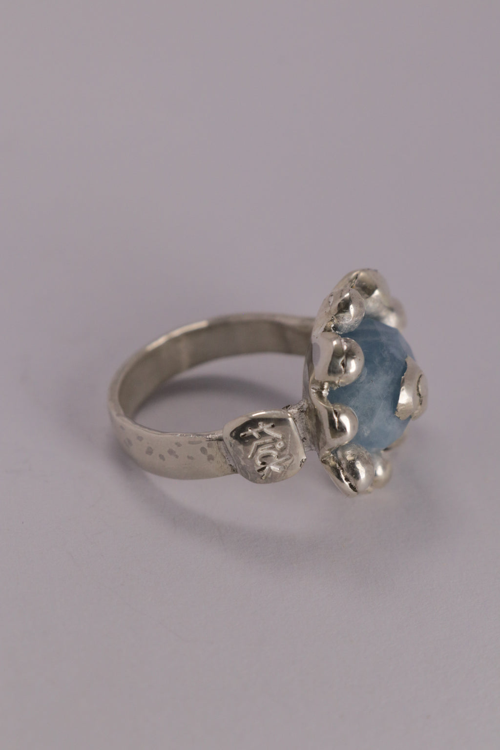 The Flower Ring in Silver and Blue Quartz