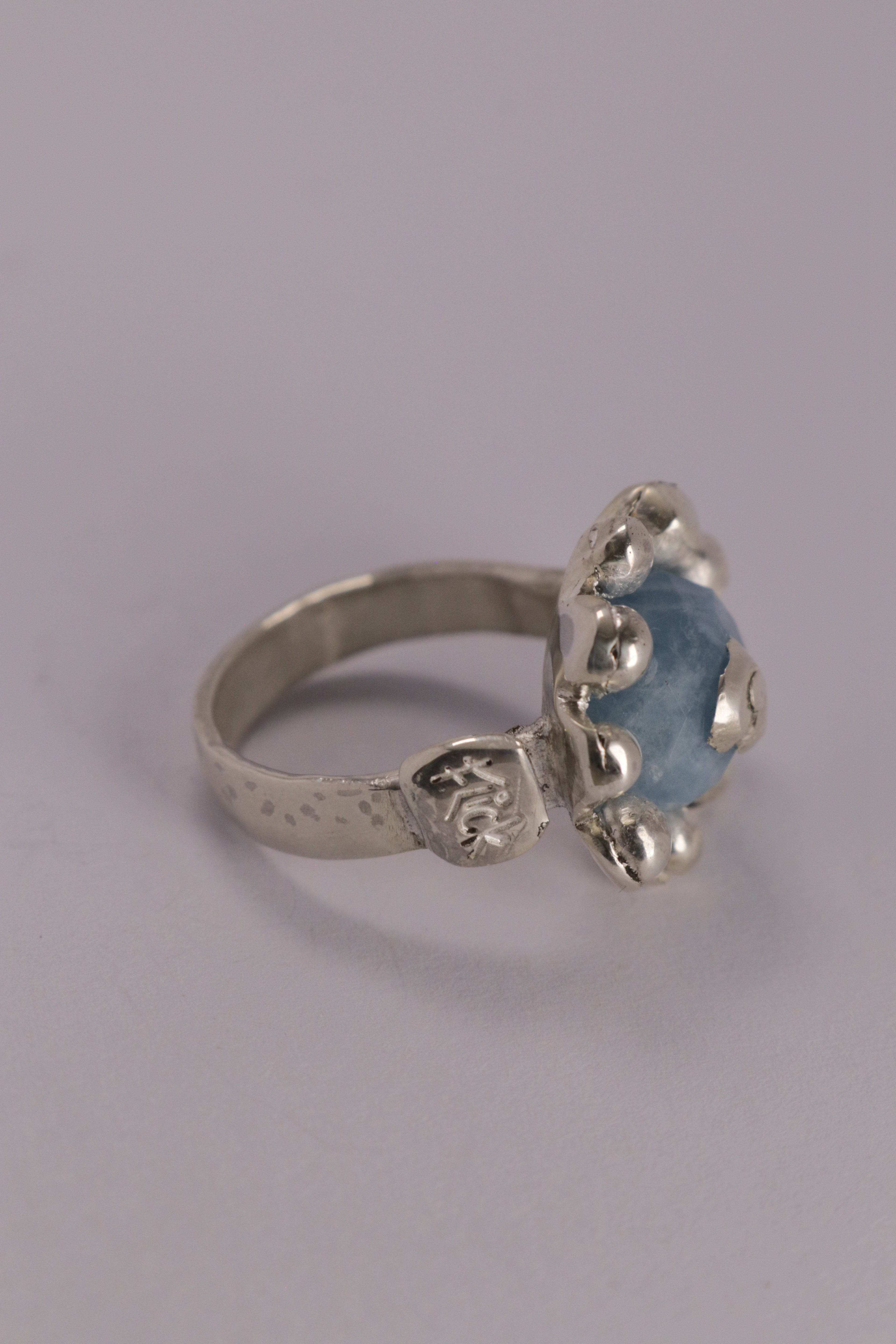 The Flower Ring in Silver and Blue Quartz