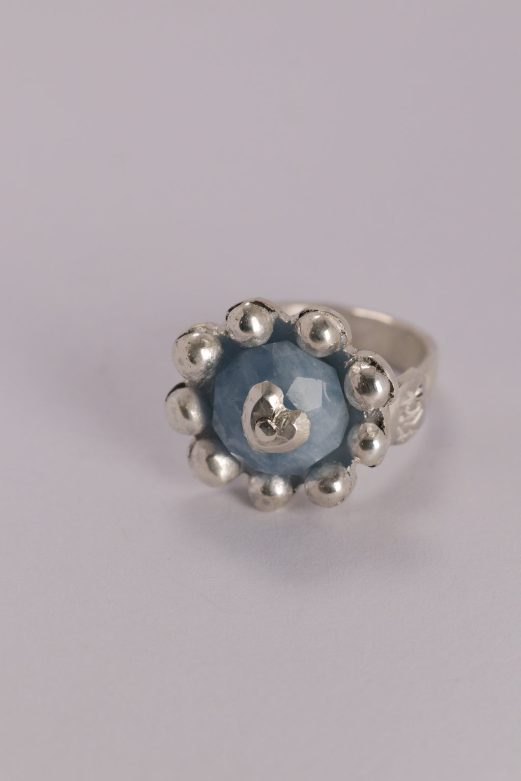 The Flower Ring in Silver and Blue Quartz