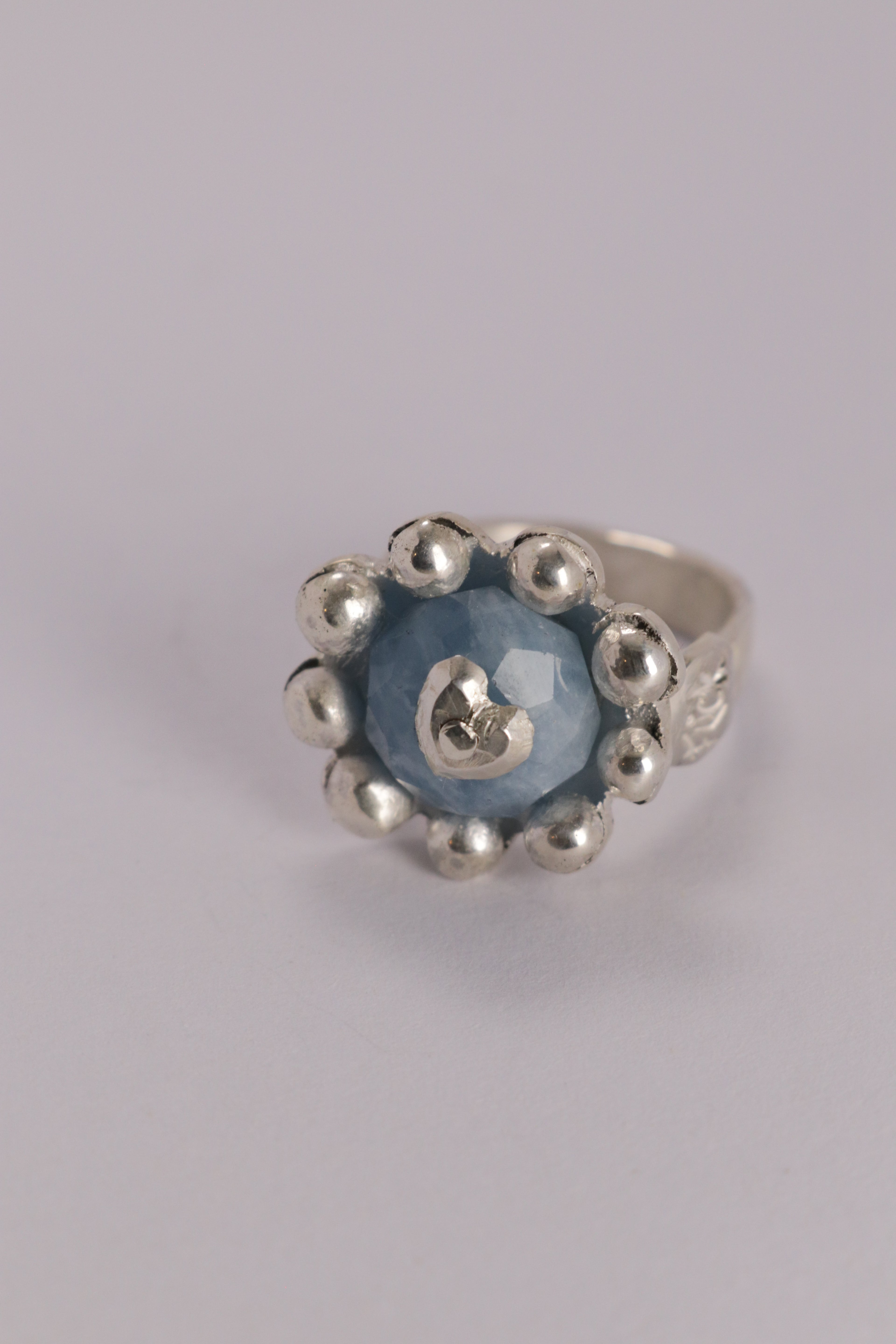 The Flower Ring in Silver and Blue Quartz