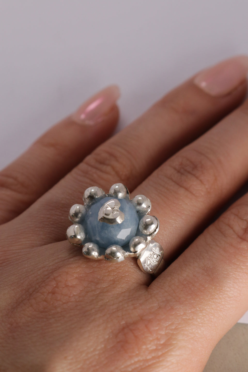 The Flower Ring in Silver and Blue Quartz