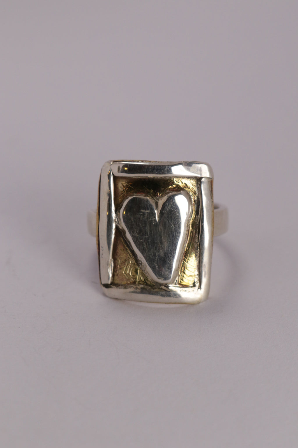 Postcard From The Heart Ring, Silver & Brass