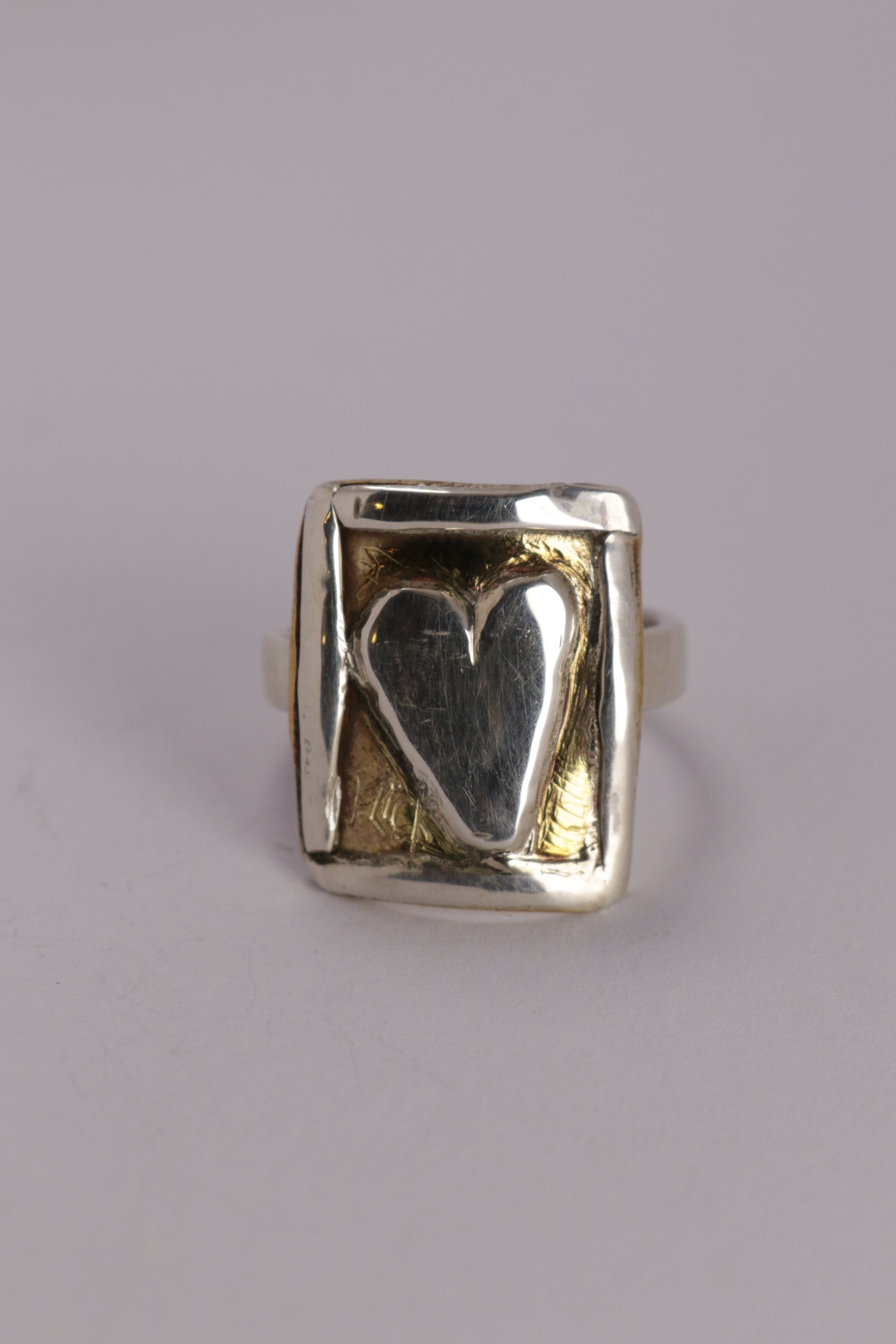 Postcard From The Heart Ring, Silver & Brass