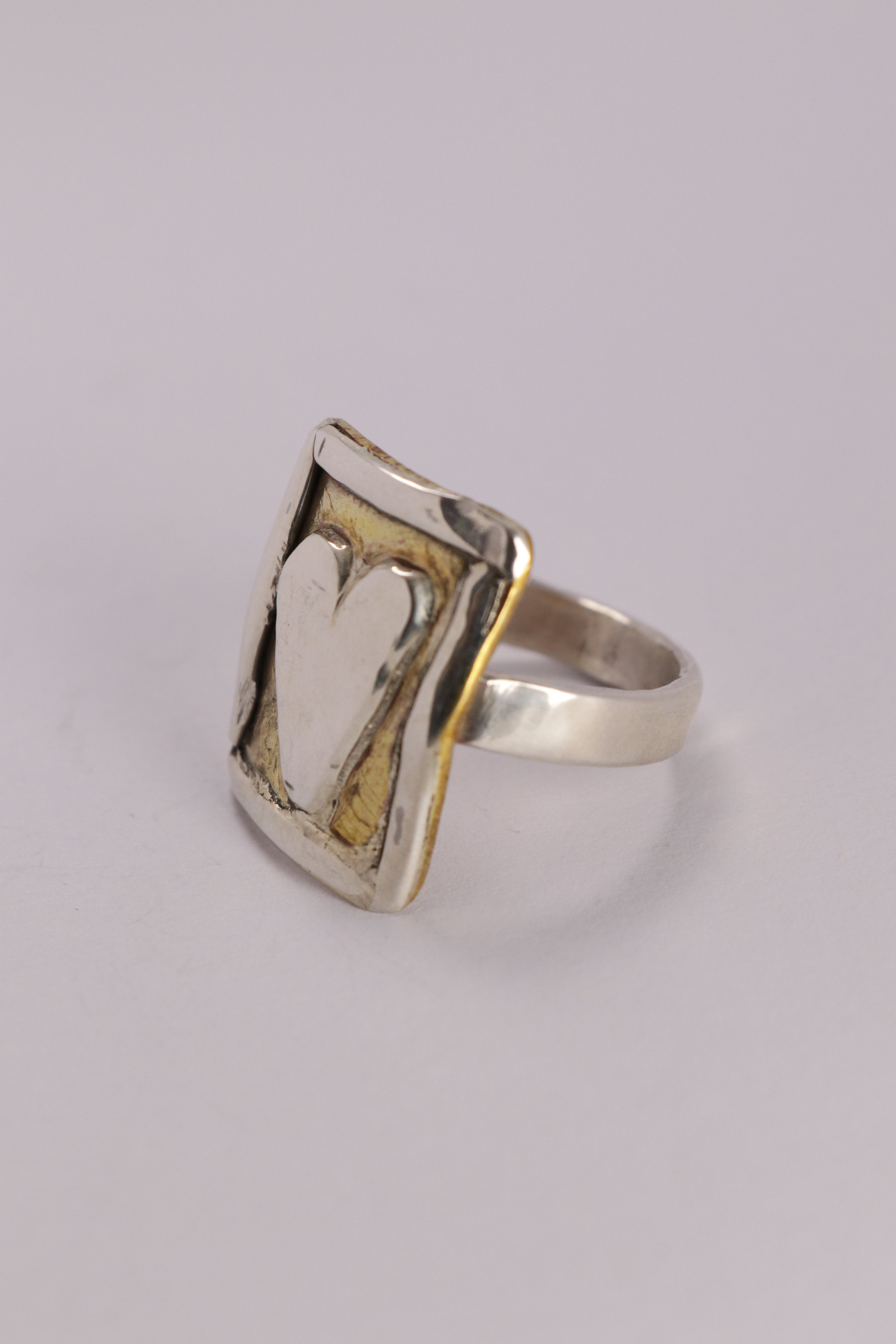Postcard From The Heart Ring, Silver & Brass
