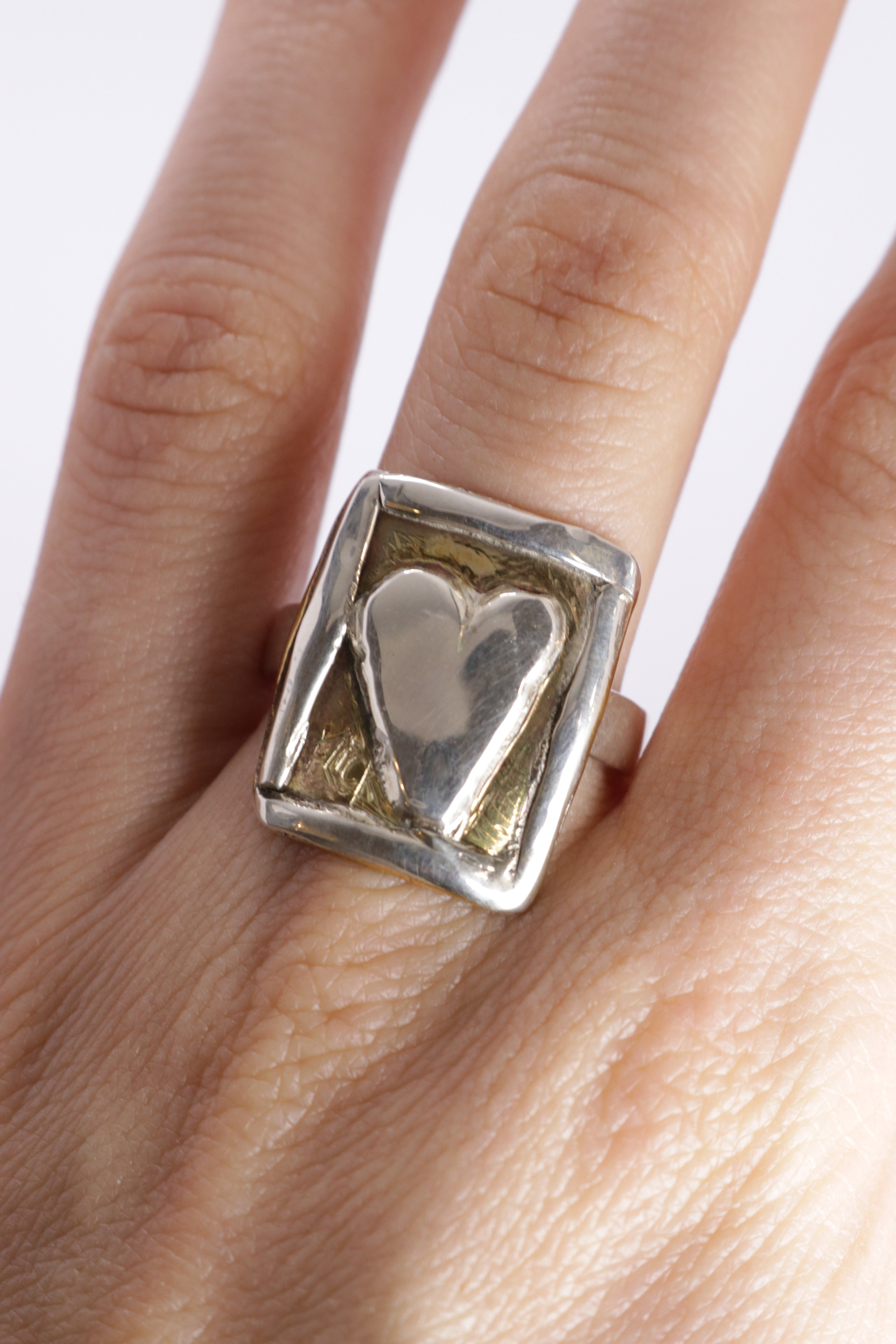 Postcard From The Heart Ring, Silver & Brass