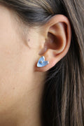 Blue Enamel Heart Stud