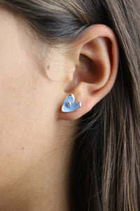 Heart Enamel Blue Stud