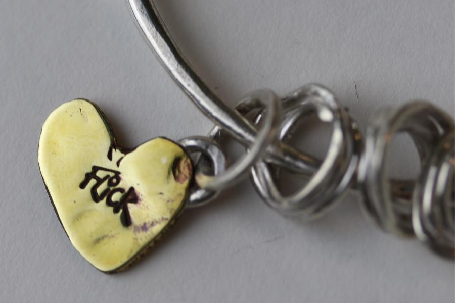 Flick Doodad Bangle Detail, Silver & Brass 