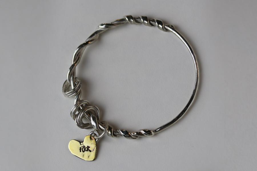 Flick Doodad Bangle, Silver & Brass 