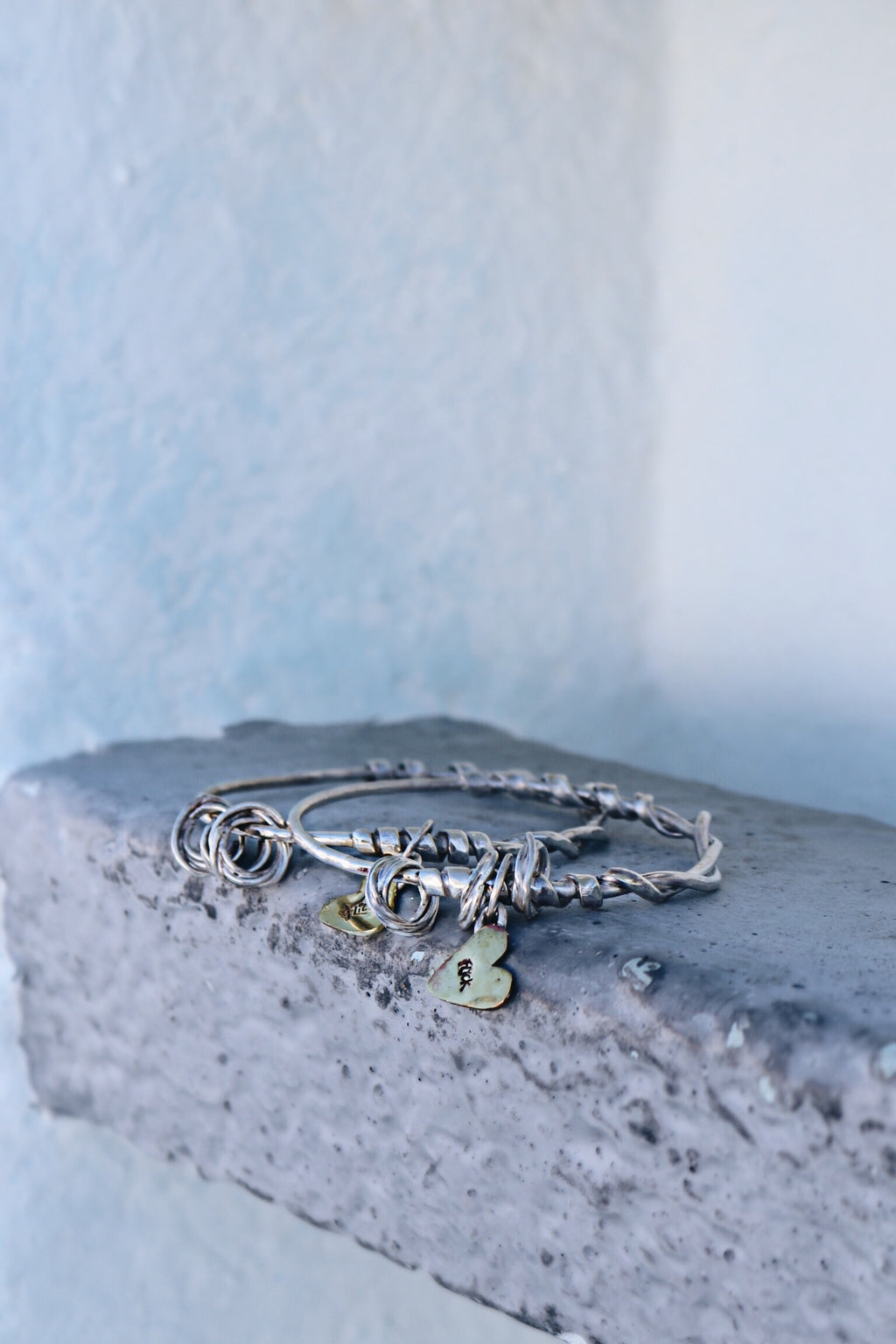 Flick Doodad Bangle, Silver & Brass