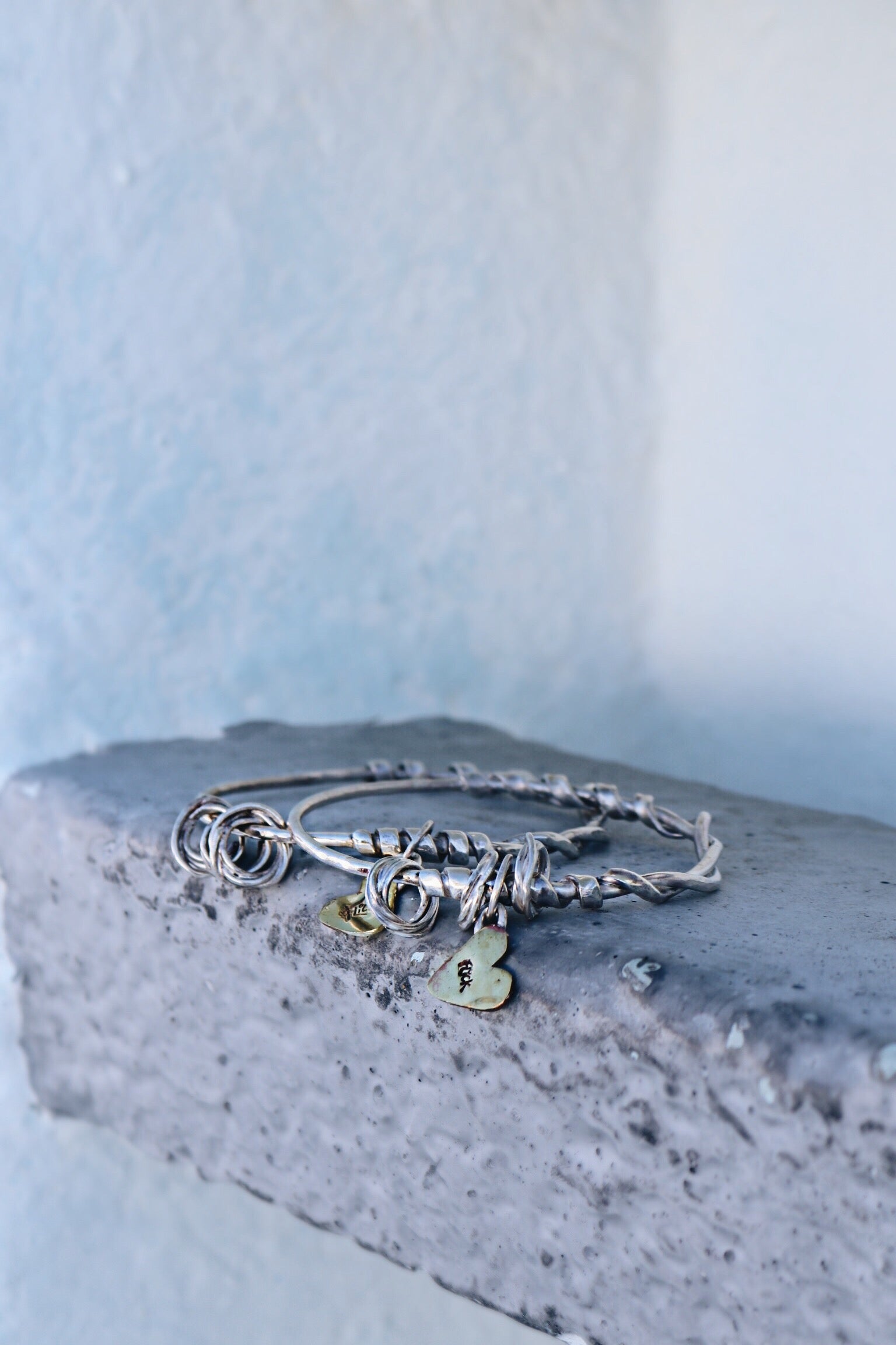 Flick Doodad Bangle, Silver & Brass