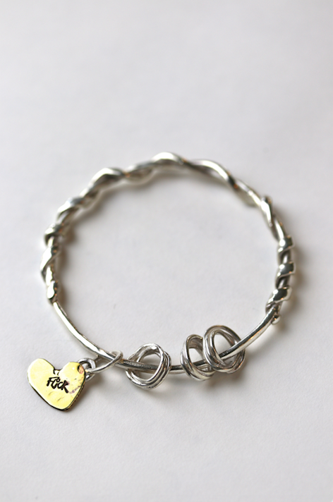 Flick Doodad Bangle, Silver & Brass