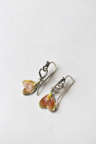 Pink Enamel Leaf Heart