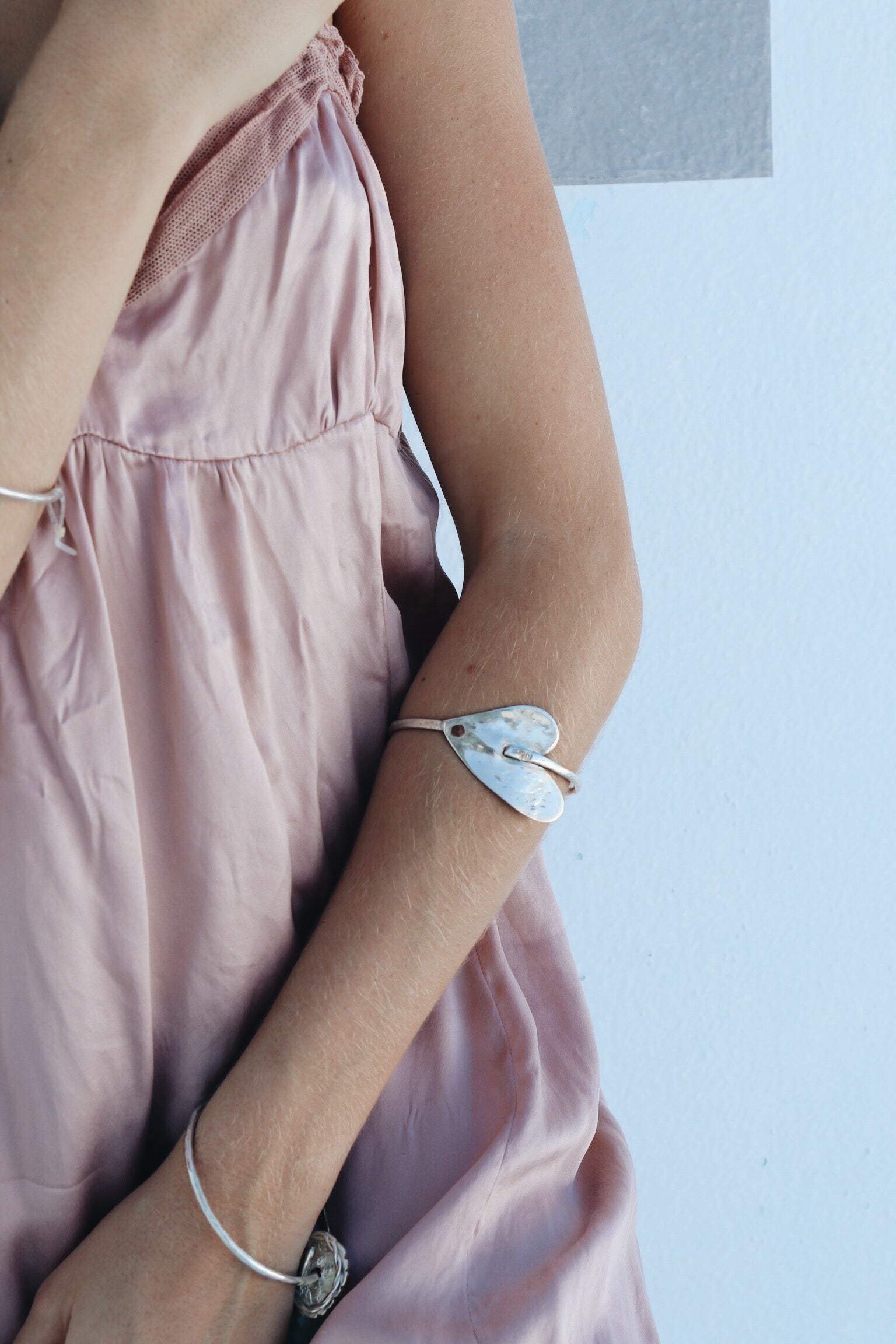 Silver Princess Bangle with copper rivet
