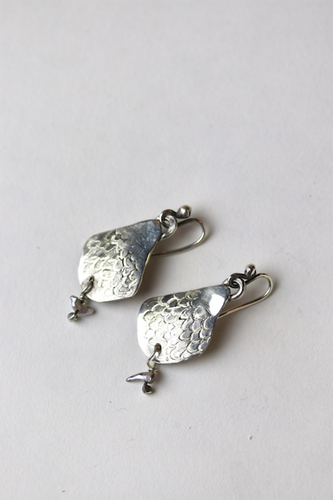 Mermaid Scale Earrings with Seaweed Pearls