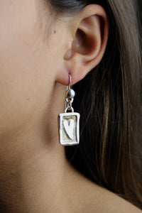Postcard From The Heart Earrings, Brass & Silver
