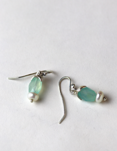 Aqua and pearl earrings