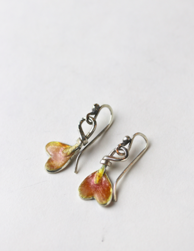 Leaf enamel earrings